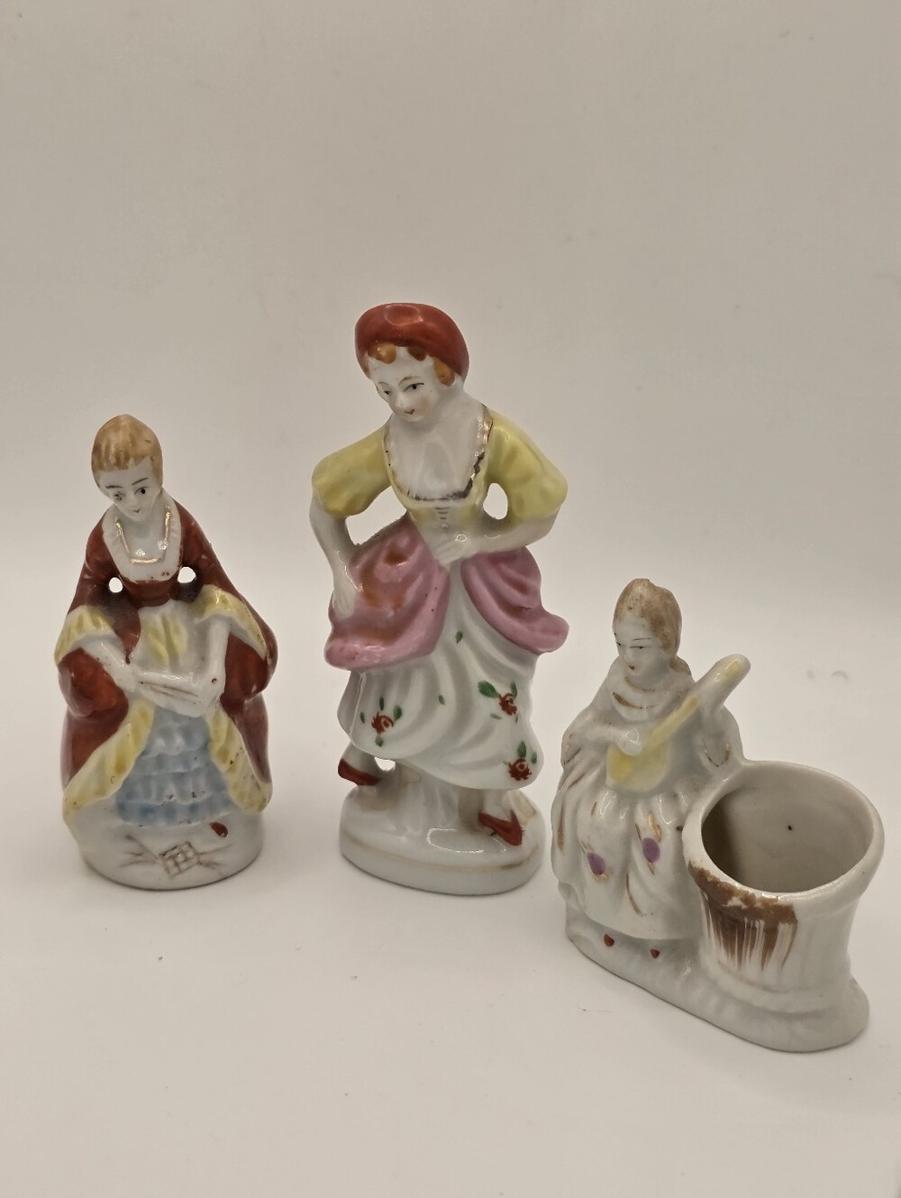 Vintage Hand-Painted Porcelain Figurine Lot of 3 Made in Japan Colonial Ladies